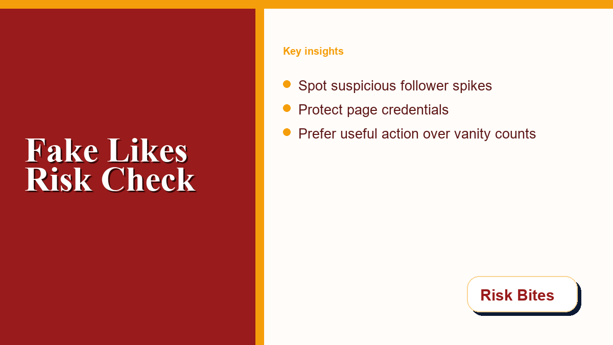 Risk checklist for fake likes and bot followers on a social media dashboard
