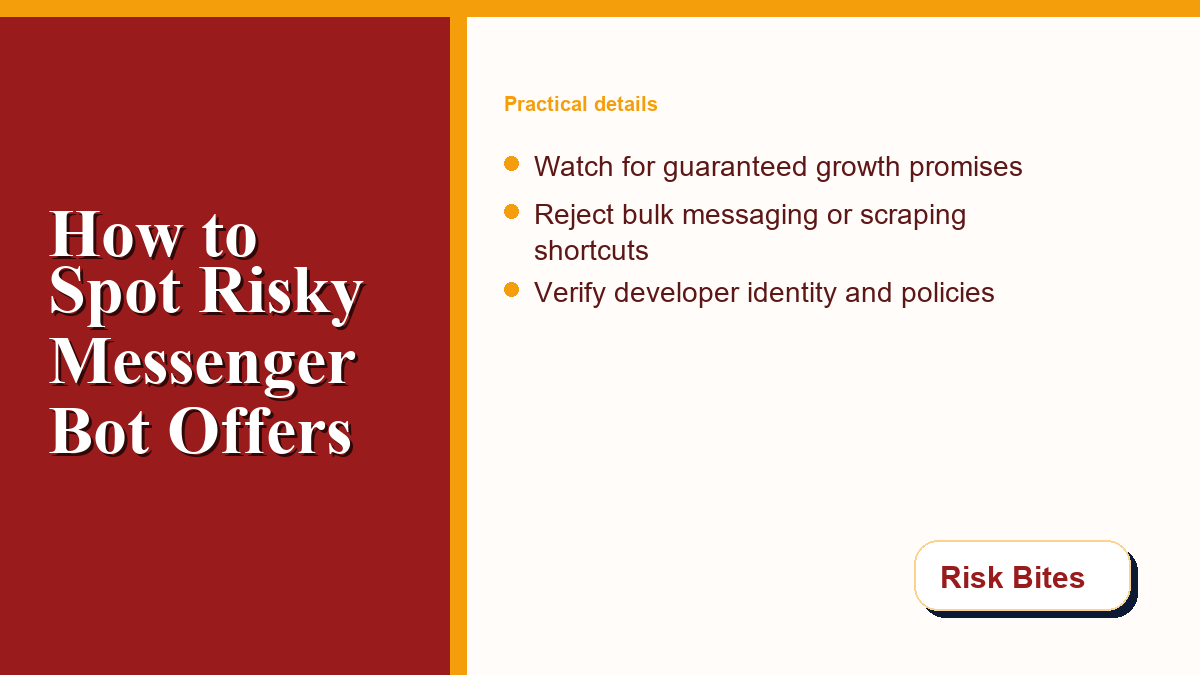 Warning signs that a Messenger bot pitch may be scammy or non-compliant